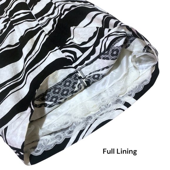 TRINA TURK Patterned Black & White Sleeveless Dress Women’s Size 8 Full Lining - Picture 10 of 15